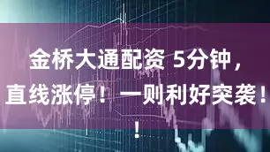 金桥大通配资 5分钟，直线涨停！一则利好突袭！