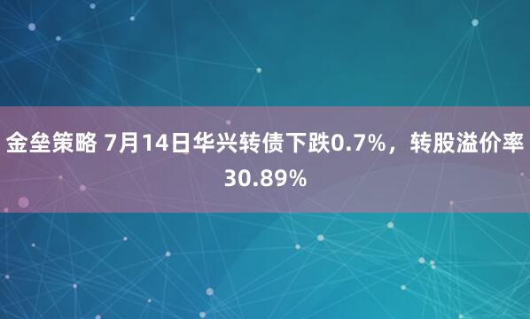 金垒策略 7月14日华兴转债下跌0.7%，转股溢价率30.89%