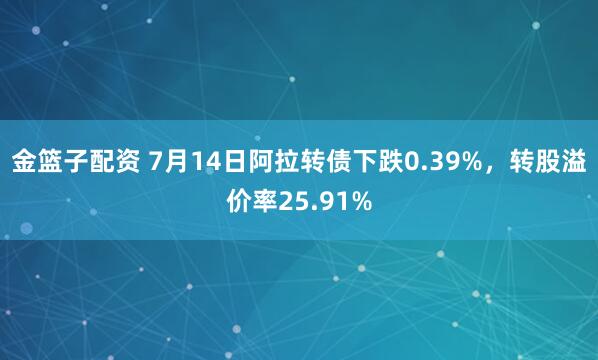 金篮子配资 7月14日阿拉转债下跌0.39%，转股溢价率25.91%